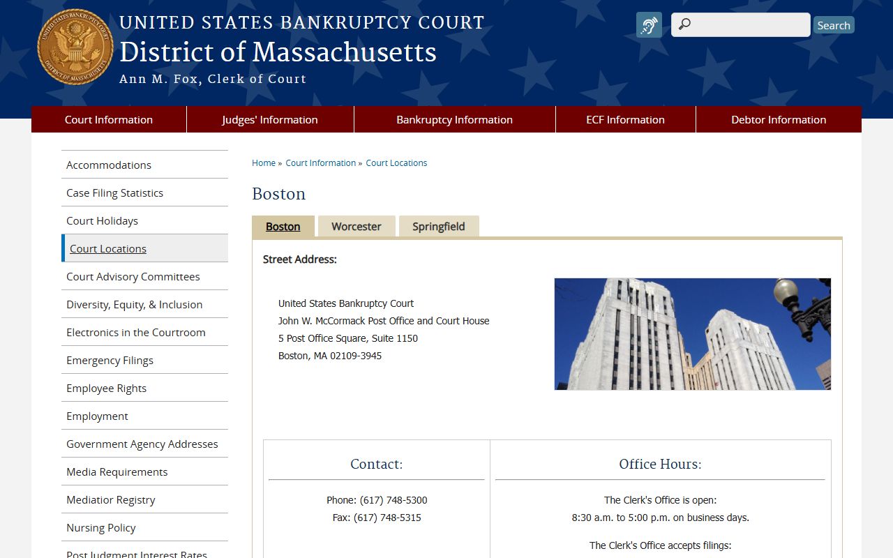 Boston bankruptcy records - Eastern Division page