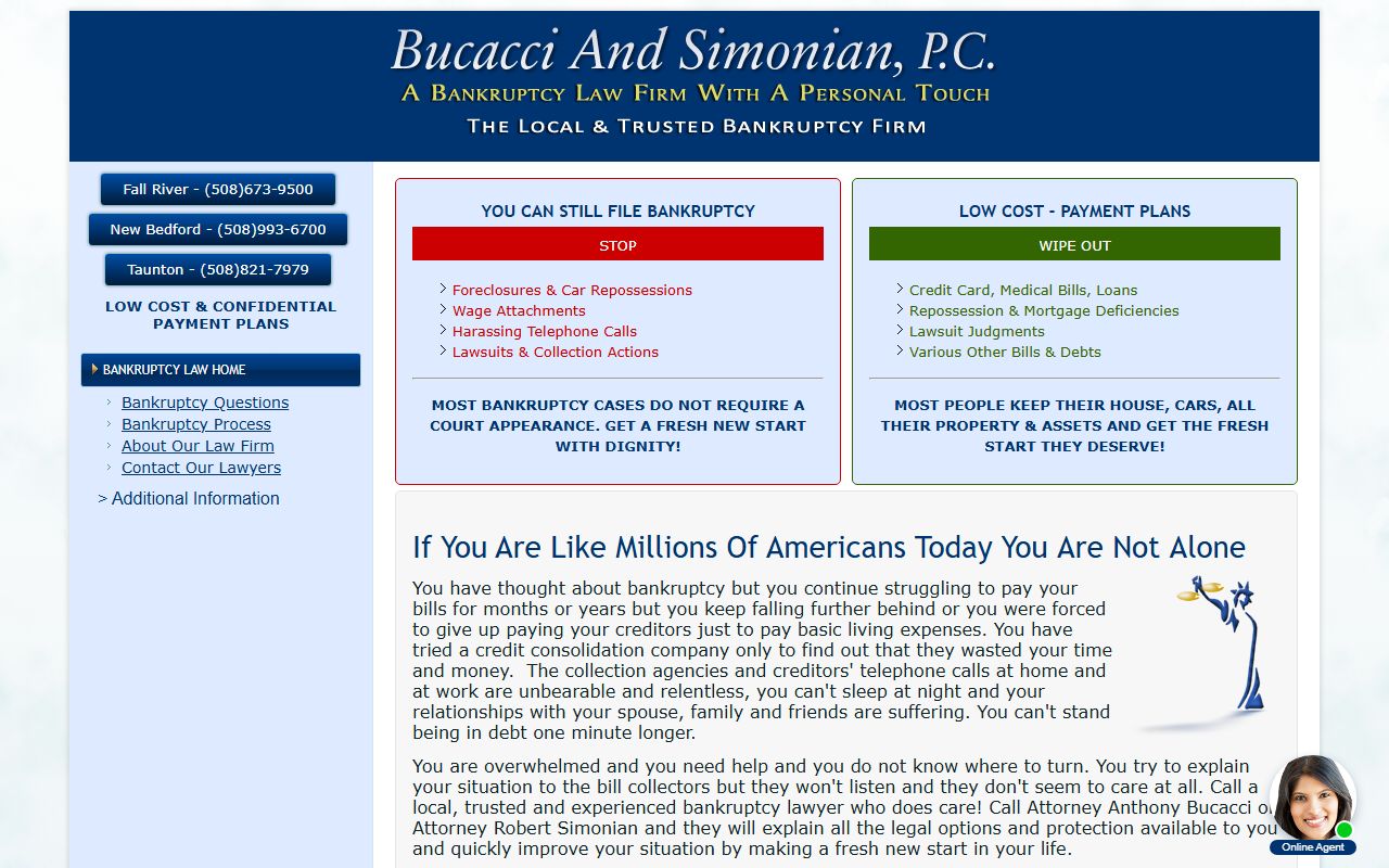 Bucacci and Simonian bankruptcy law firm serving Brockton bankruptcy records and cases